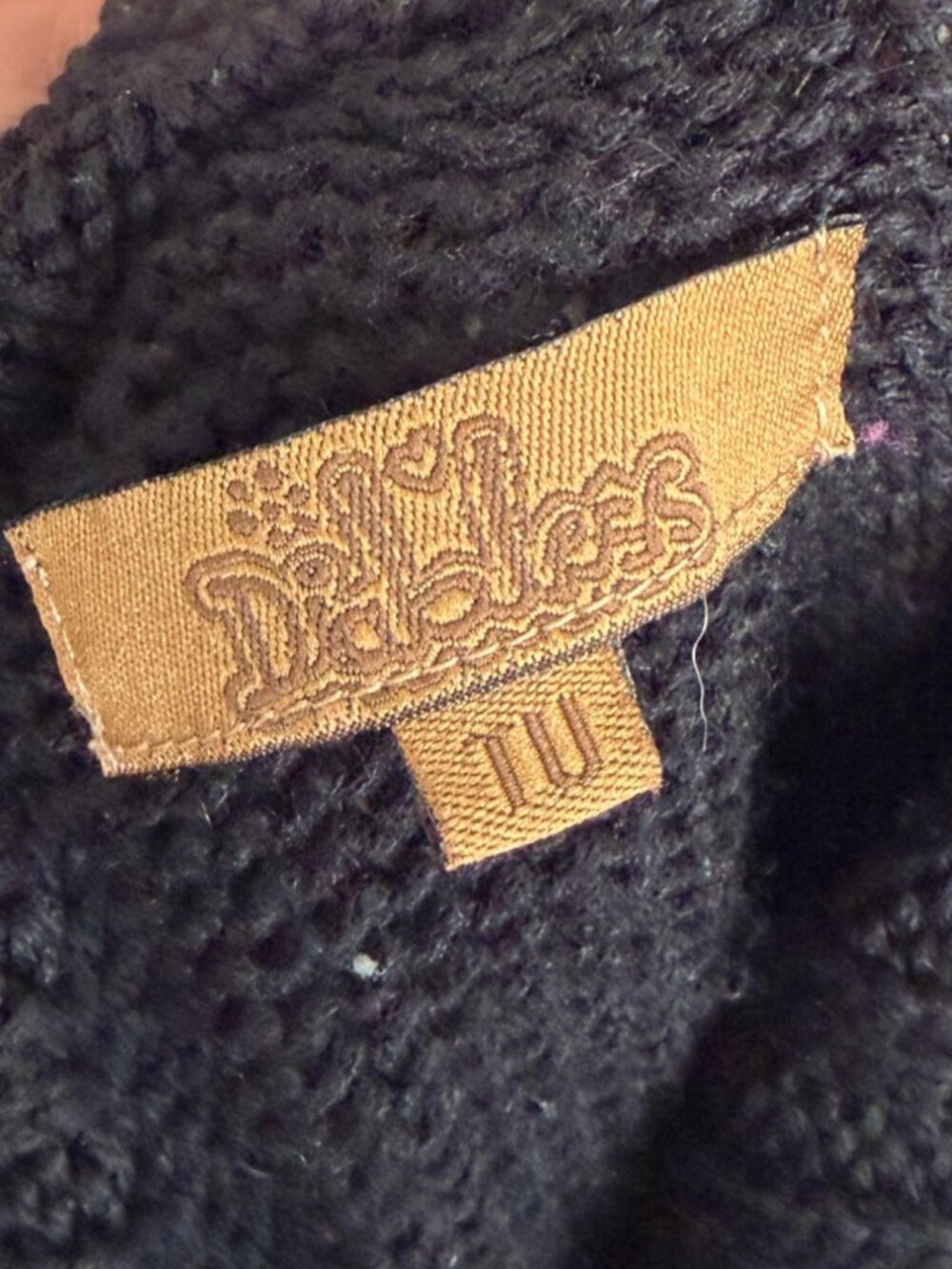 Y2K Black Turtleneck Sweater Embroidered Woodstock Star Flower Grunge - Picture 4 of 5